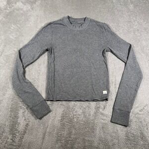 Vuori Mudra Shirt Womens Small Gray Long Sleeve Ribbed Mock Neck Fitted